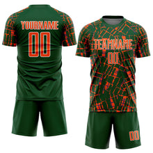 Load image into Gallery viewer, Custom Green Orange-White Abstract Line Sports Sublimation Soccer Uniform Jersey
