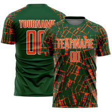 Load image into Gallery viewer, Custom Green Orange-White Abstract Line Sports Sublimation Soccer Uniform Jersey
