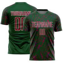 Charger l'image dans la galerie, Custom Green Crimson-White Abstract Line Sports Sublimation Soccer Uniform Jersey

