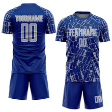 Load image into Gallery viewer, Custom Royal Gray-White Abstract Line Sports Sublimation Soccer Uniform Jersey
