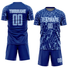 Laden Sie das Bild in den Galerie-Viewer, Custom Royal Light Blue-White Abstract Line Sports Sublimation Soccer Uniform Jersey

