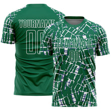 Load image into Gallery viewer, Custom Kelly Green White Abstract Line Sports Sublimation Soccer Uniform Jersey
