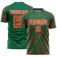 Charger l'image dans la galerie, Custom Kelly Green Orange-White Abstract Line Sports Sublimation Soccer Uniform Jersey

