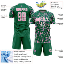 Загрузить изображение в средство просмотра галереи, Custom Kelly Green Light Pink-White Abstract Line Sports Sublimation Soccer Uniform Jersey
