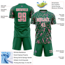 Загрузить изображение в средство просмотра галереи, Custom Kelly Green Medium Pink-White Abstract Line Sports Sublimation Soccer Uniform Jersey
