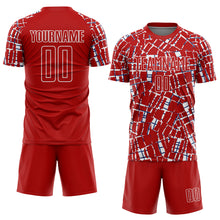 Load image into Gallery viewer, Custom Red White-Blue Abstract Line Sports Sublimation Soccer Uniform Jersey
