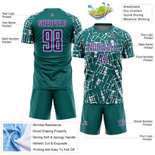 Загрузить изображение в средство просмотра галереи, Custom Teal Purple-White Abstract Line Sports Sublimation Soccer Uniform Jersey
