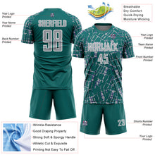Загрузить изображение в средство просмотра галереи, Custom Teal Gray-White Abstract Line Sports Sublimation Soccer Uniform Jersey
