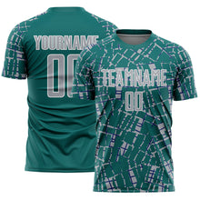 Загрузить изображение в средство просмотра галереи, Custom Teal Gray-White Abstract Line Sports Sublimation Soccer Uniform Jersey
