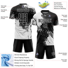 Load image into Gallery viewer, Custom Black White Abstract Brush Stroke Sports Sublimation Soccer Uniform Jersey
