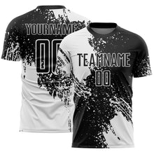 Load image into Gallery viewer, Custom Black White Abstract Brush Stroke Sports Sublimation Soccer Uniform Jersey
