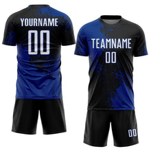 Загрузить изображение в средство просмотра галереи, Custom Black White-Royal Abstract Brush Stroke Sports Sublimation Soccer Uniform Jersey
