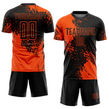 Загрузить изображение в средство просмотра галереи, Custom Black Orange Abstract Brush Stroke Sports Sublimation Soccer Uniform Jersey
