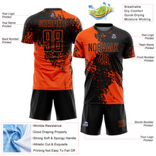 Загрузить изображение в средство просмотра галереи, Custom Black Orange Abstract Brush Stroke Sports Sublimation Soccer Uniform Jersey
