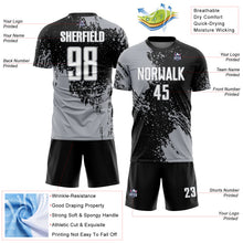 Charger l'image dans la galerie, Custom Black White-Gray Abstract Brush Stroke Sports Sublimation Soccer Uniform Jersey
