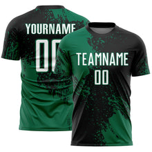 Load image into Gallery viewer, Custom Black White-Kelly Green Abstract Brush Stroke Sports Sublimation Soccer Uniform Jersey
