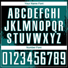 Load image into Gallery viewer, Custom Black White-Teal Abstract Brush Stroke Sports Sublimation Soccer Uniform Jersey
