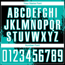 Load image into Gallery viewer, Custom Black White-Aqua Abstract Brush Stroke Sports Sublimation Soccer Uniform Jersey

