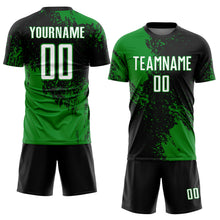 Load image into Gallery viewer, Custom Black White-Grass Green Abstract Brush Stroke Sports Sublimation Soccer Uniform Jersey
