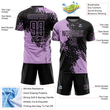 Загрузить изображение в средство просмотра галереи, Custom Black Light Purple Abstract Brush Stroke Sports Sublimation Soccer Uniform Jersey
