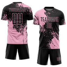 Загрузить изображение в средство просмотра галереи, Custom Black Light Pink Abstract Brush Stroke Sports Sublimation Soccer Uniform Jersey

