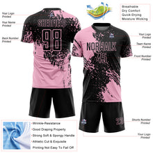 Загрузить изображение в средство просмотра галереи, Custom Black Light Pink Abstract Brush Stroke Sports Sublimation Soccer Uniform Jersey

