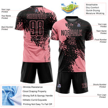 Load image into Gallery viewer, Custom Black Medium Pink Abstract Brush Stroke Sports Sublimation Soccer Uniform Jersey
