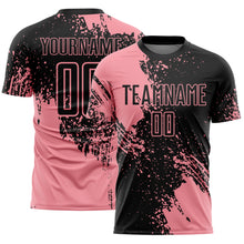 Load image into Gallery viewer, Custom Black Medium Pink Abstract Brush Stroke Sports Sublimation Soccer Uniform Jersey
