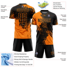 Charger l'image dans la galerie, Custom Black Bay Orange Abstract Brush Stroke Sports Sublimation Soccer Uniform Jersey
