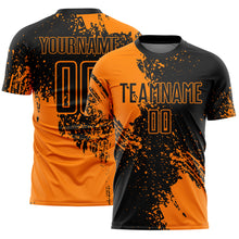 Charger l'image dans la galerie, Custom Black Bay Orange Abstract Brush Stroke Sports Sublimation Soccer Uniform Jersey
