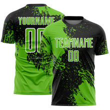 Загрузить изображение в средство просмотра галереи, Custom Black Aurora Green-White Abstract Brush Stroke Sports Sublimation Soccer Uniform Jersey
