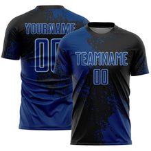 Загрузить изображение в средство просмотра галереи, Custom Black US Navy Blue-Light Blue Abstract Brush Stroke Sports Sublimation Soccer Uniform Jersey
