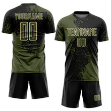 Load image into Gallery viewer, Custom Black Olive-Cream Abstract Brush Stroke Sports Sublimation Soccer Uniform Jersey
