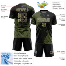 Load image into Gallery viewer, Custom Black Olive-Cream Abstract Brush Stroke Sports Sublimation Soccer Uniform Jersey
