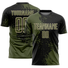 Load image into Gallery viewer, Custom Black Olive-Cream Abstract Brush Stroke Sports Sublimation Soccer Uniform Jersey
