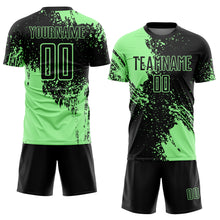 Laden Sie das Bild in den Galerie-Viewer, Custom Black Pea Green Abstract Brush Stroke Sports Sublimation Soccer Uniform Jersey
