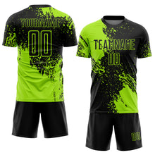 Загрузить изображение в средство просмотра галереи, Custom Black Neon Green Abstract Brush Stroke Sports Sublimation Soccer Uniform Jersey
