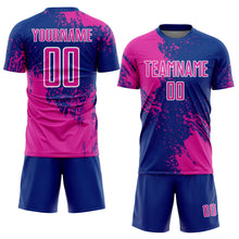Загрузить изображение в средство просмотра галереи, Custom Royal Deep Pink-White Abstract Brush Stroke Sports Sublimation Soccer Uniform Jersey
