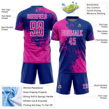 Загрузить изображение в средство просмотра галереи, Custom Royal Deep Pink-White Abstract Brush Stroke Sports Sublimation Soccer Uniform Jersey
