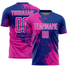 Загрузить изображение в средство просмотра галереи, Custom Royal Deep Pink-White Abstract Brush Stroke Sports Sublimation Soccer Uniform Jersey
