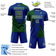 Load image into Gallery viewer, Custom Royal Green-White Abstract Brush Stroke Sports Sublimation Soccer Uniform Jersey
