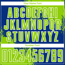 Load image into Gallery viewer, Custom Royal Neon Green-White Abstract Brush Stroke Sports Sublimation Soccer Uniform Jersey
