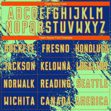 Load image into Gallery viewer, Custom Royal Pea Green-Orange Abstract Brush Stroke Sports Sublimation Soccer Uniform Jersey
