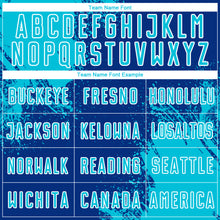 Загрузить изображение в средство просмотра галереи, Custom Royal Lakes Blue-White Abstract Brush Stroke Sports Sublimation Soccer Uniform Jersey
