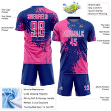 Load image into Gallery viewer, Custom Royal Pink-White Abstract Brush Stroke Sports Sublimation Soccer Uniform Jersey
