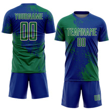Charger l'image dans la galerie, Custom Royal Kelly Green-Cream Abstract Brush Stroke Sports Sublimation Soccer Uniform Jersey
