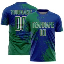 Charger l'image dans la galerie, Custom Royal Kelly Green-Cream Abstract Brush Stroke Sports Sublimation Soccer Uniform Jersey
