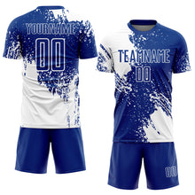 Load image into Gallery viewer, Custom Royal White Abstract Brush Stroke Sports Sublimation Soccer Uniform Jersey
