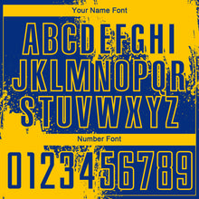 Charger l'image dans la galerie, Custom Royal Yellow Abstract Brush Stroke Sports Sublimation Soccer Uniform Jersey
