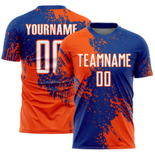 Load image into Gallery viewer, Custom Royal White-Orange Abstract Brush Stroke Sports Sublimation Soccer Uniform Jersey
